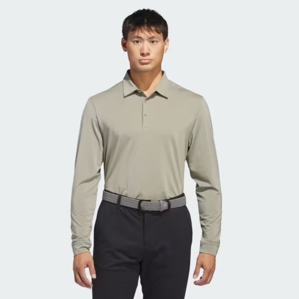 •SLAZENGER•NWOT TAN 3-BUTTON POLO COLLAR LONG SLEEVE SHIRT SIZE LARGE.